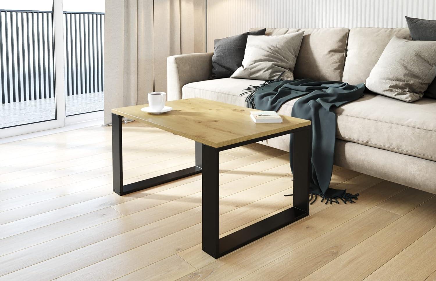 AKKE Außergewöhnlicher Couchtisch Beistelltisch für Wohnzimmer | Kaffee Tee Wohnzimmertisch Tisch | Coffee Table | Zimmer Schlafzimmer Möbel | Deko Modern Artisan Oak Yellow 100 x 60 x 45 Bild 1