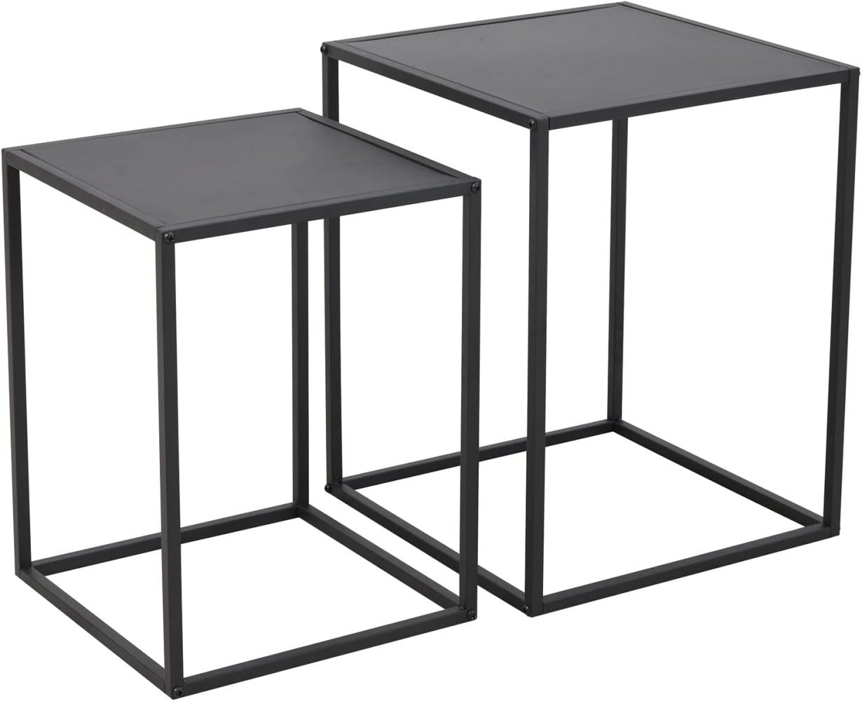 SVITA 2er Set Couchtisch Beistelltisch Nachttisch Wohnzimmertisch Metall Schwarz Bild 1