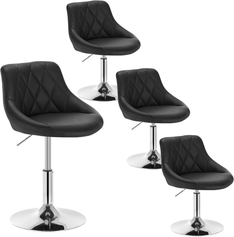 WOLTU 4er Set Verstellbarer Sitzhocker Stuhl Arbeitshocker Bürohocker Schminkhocker mit Rückenlehne aus Kunstleder und Metall höhenverstellbar drehbar Schwarz BH241sz-4 Bild 1