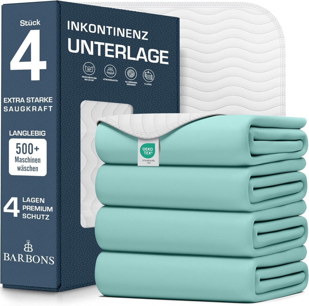 Barbons Inkontinenzunterlage waschbar Matratzenschutz 75x90 - wasserdichte Bett Inkontinenzauflage matratzenauflage Bettunterlage waschbar nässeschutz matratzenauflage (75x90 cm) Bild 1
