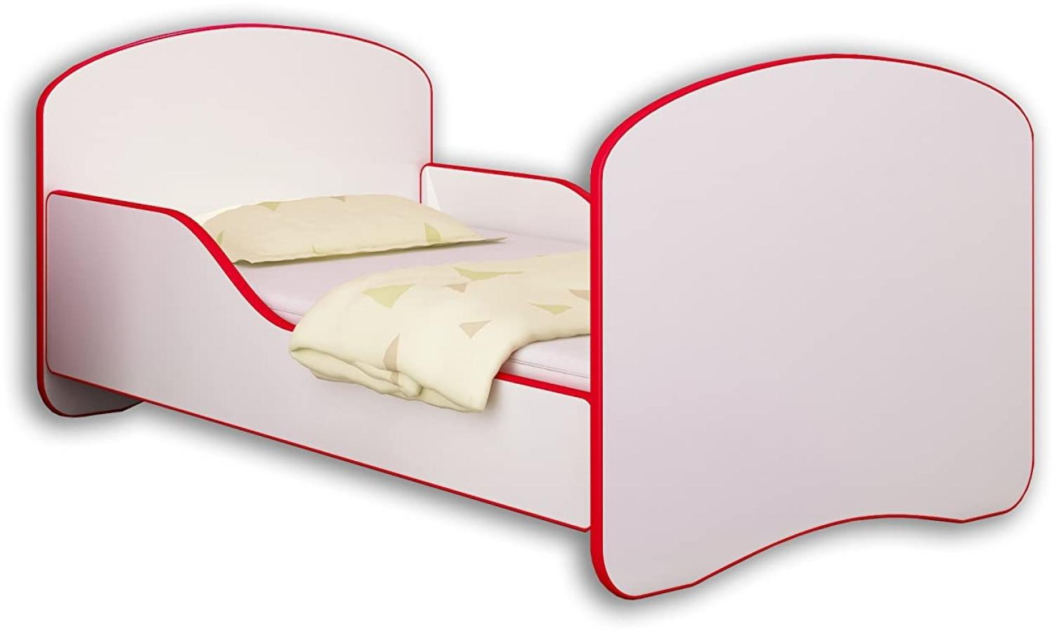 ACMA Jugendbett Kinderbett mit Einer Schublade und Matratze Weiß I 140 160 180 (160x80 cm, Rot) Bild 1