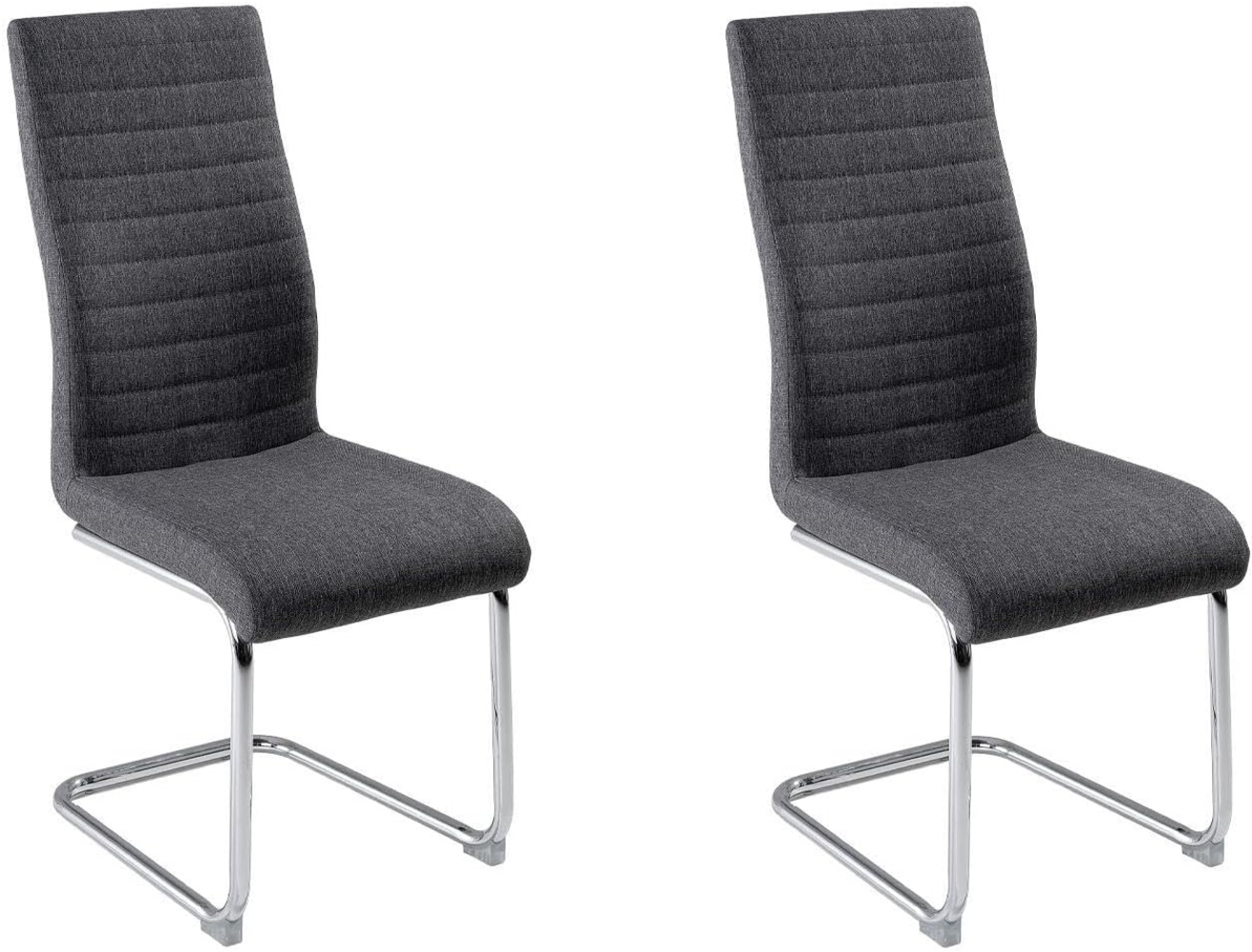Home4You Freischwinger Schwingstuhl 2er Set, Dunkelgrau, Webstoff, Metall, mit Quersteppung Bild 1
