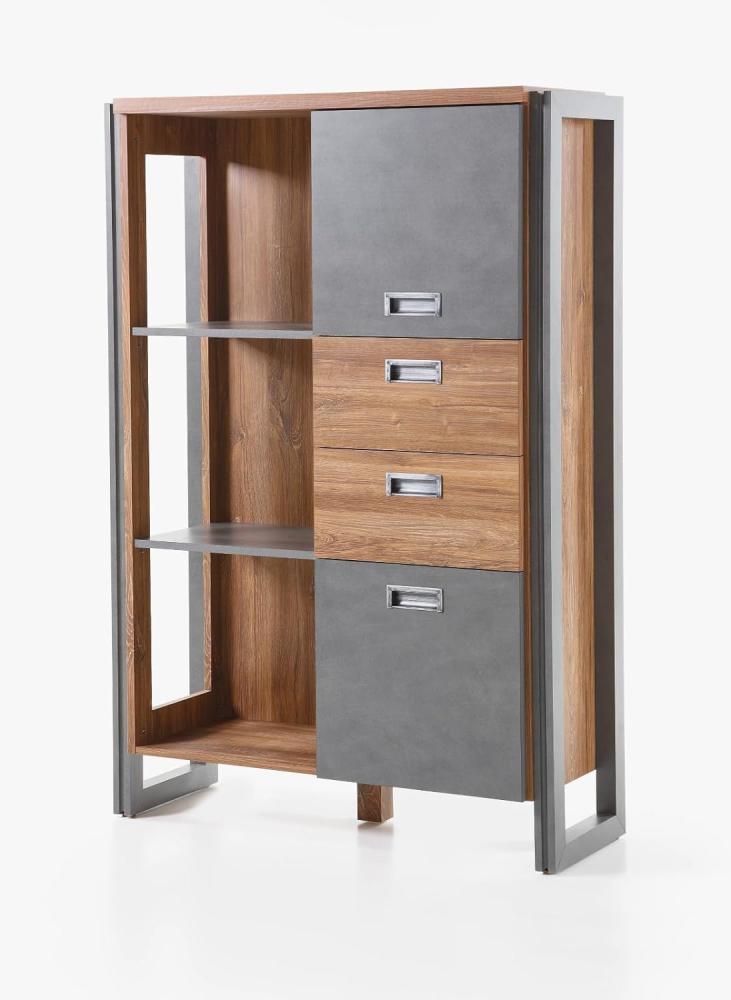 Midischrank Auburn Eiche Stirling und Matera grau 90 x 140 cm Bild 1