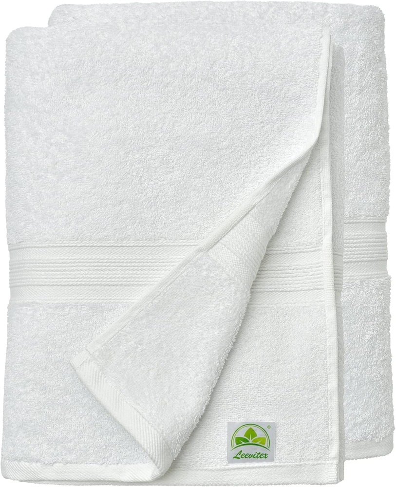 leevitex® Saunatuch Frottee XXL, (2-St), 80 x 200 cm, extra groß & saugfähig, Weiß Bild 1