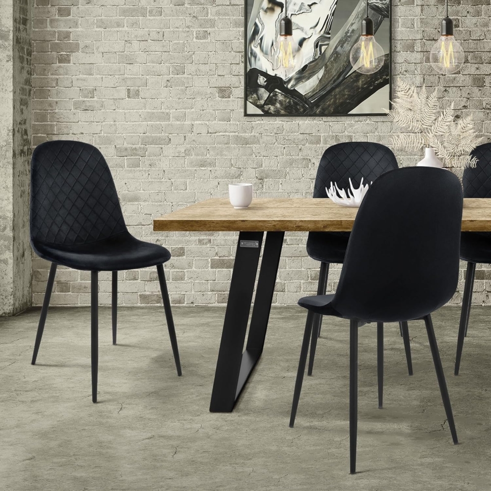 ML-DESIGN Stuhl Esszimmerstuhl mit Rückenlehne, Polsterstuhl mit Metallbeinen (4 St), Wohnzimmerstuhl ergonomisch Schwarz mit Samtbezug Küchenstuhl Bild 1