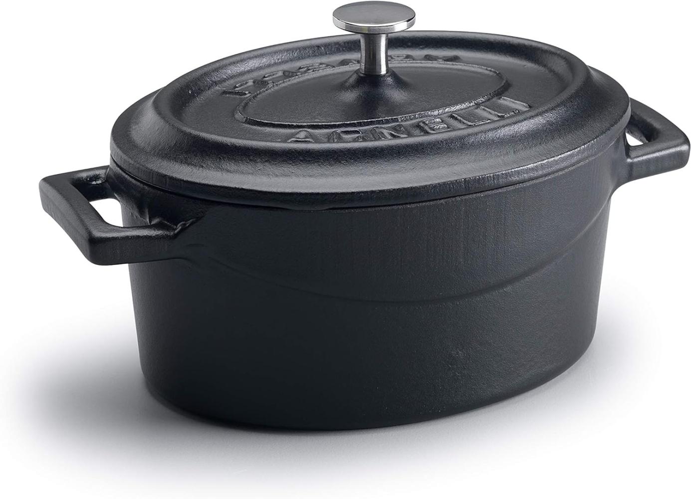 Pentole Agnelli Slowcook Kasserolle oval mit 2 Griffen, aus Gusseisen 4. 8 litri Mattschwarz Bild 1