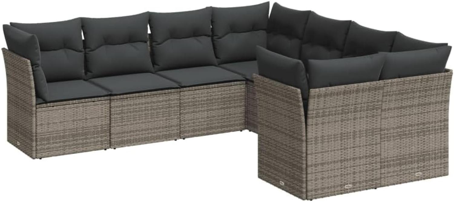 vidaXL 8-tlg. Garten-Sofagarnitur mit Kissen Grau Poly Rattan 3218590 Bild 1