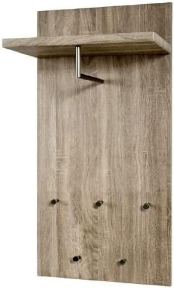 HAKU Möbel Wandgarderobe - eiche trüffel-edelstahloptik - H. 100cm x B. 49cm - HAKU-42758 Bild 1