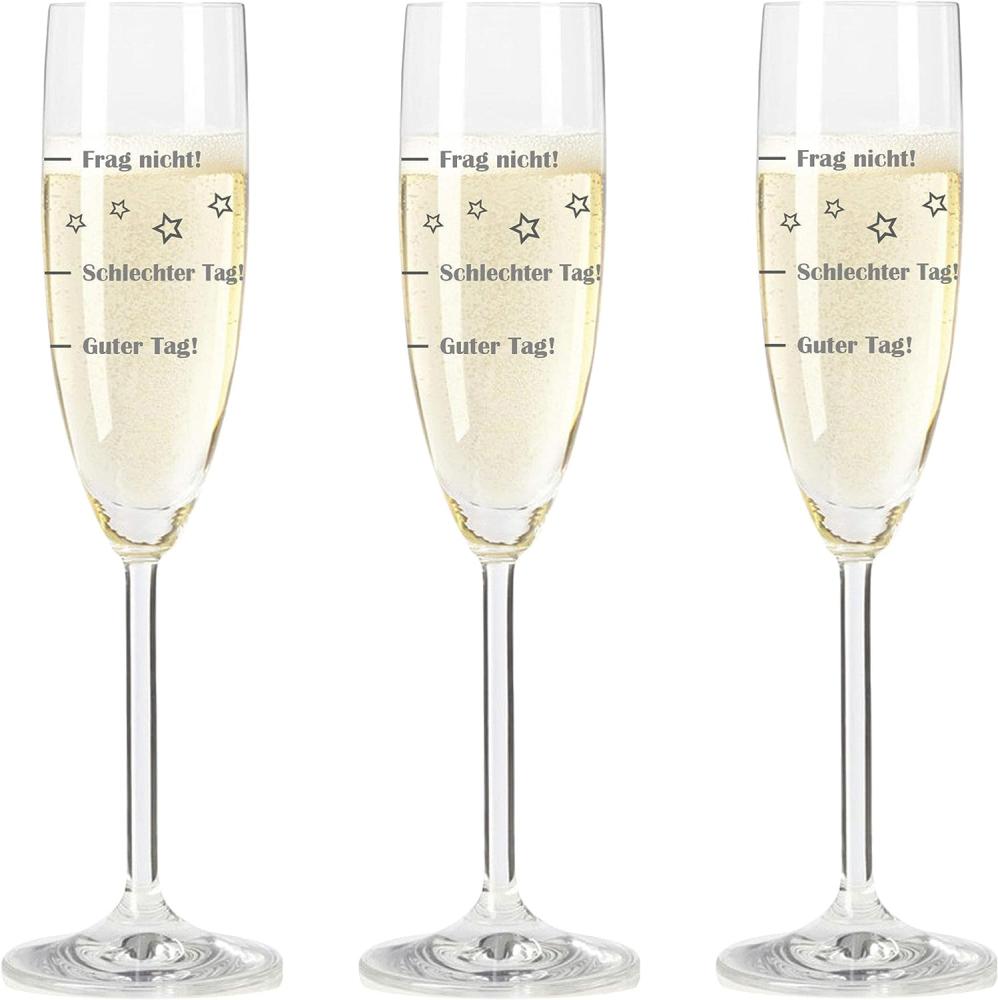 Leonardo Sektglas, 3er Set, Guter Tag!, Schlechter Tag!, Frag Nicht!, Stimmungsglas mit lustiger Gravur, Mood Sekt Glas, 210 ml Bild 1