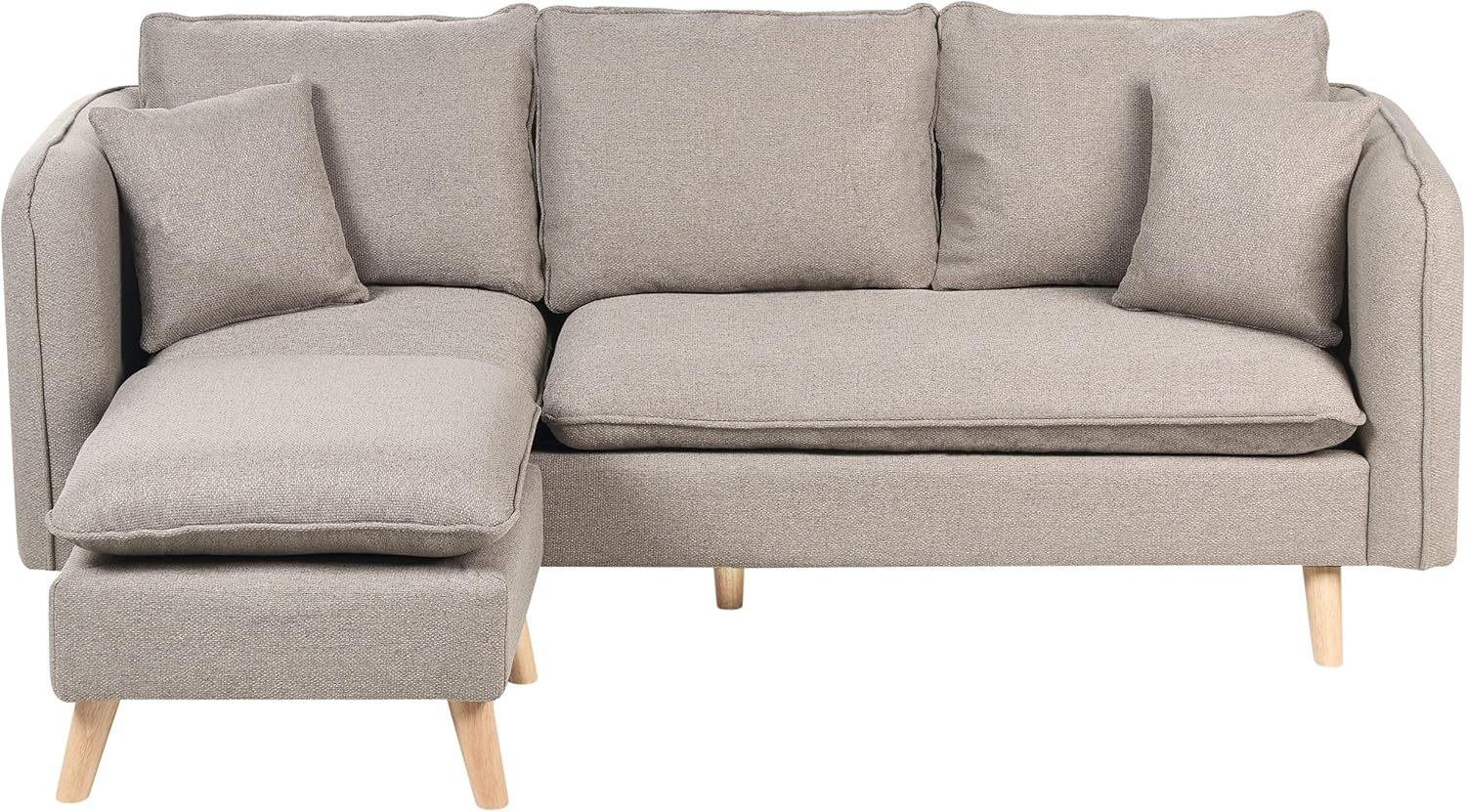 Sofa 3-Sitzer DALVIK Stoff Hellbraun mit Ottomane Bild 1