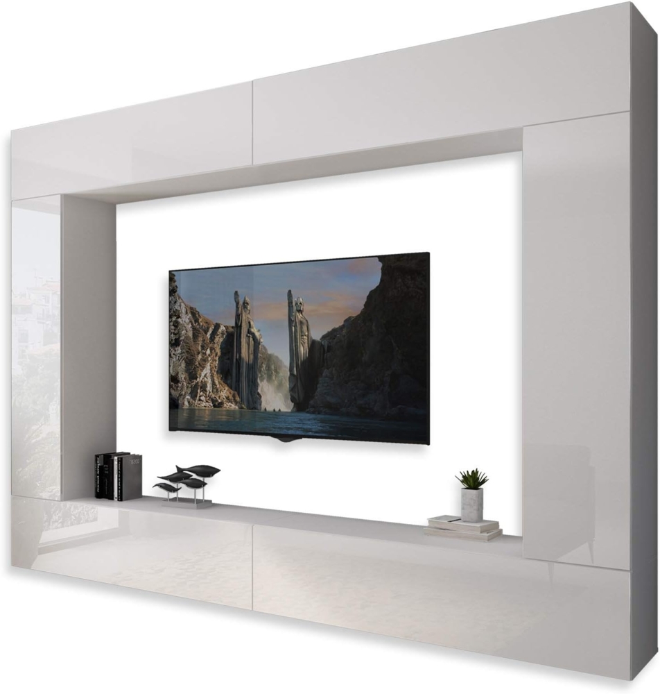 Lookway Wohnwand COLGANTE V weiß Hochglanz mit LED Bild 1