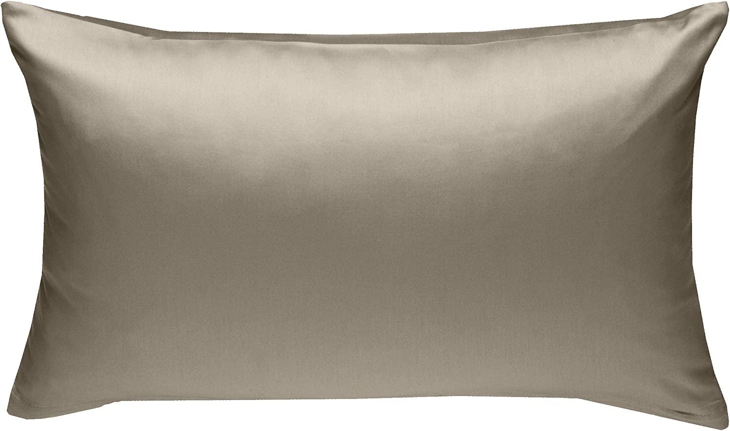 Bettwaesche-mit-Stil Mako-Satin, Baumwollsatin, Kissenbezug einzeln, uni / einfarbig, braun, 50x70 cm Bild 1