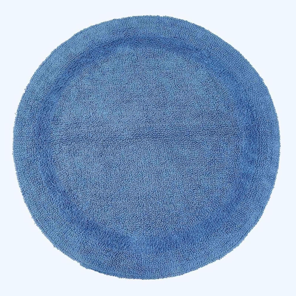 Homescapes Runde Badematte blau, Premium Badvorleger 80 cm, Badteppich Baumwolle mit Wende-Design Bild 1