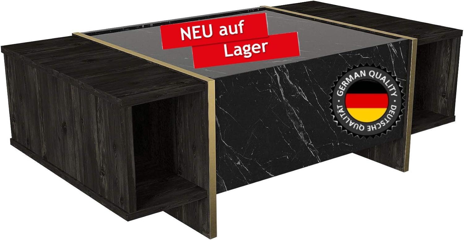 moebel17 'Veyron' Couchtisch mit Ablagefächern, Holz, Braun/ Dunkelgrau Marmor Optik, 103,8 x 37,3 x 60 cm Bild 1