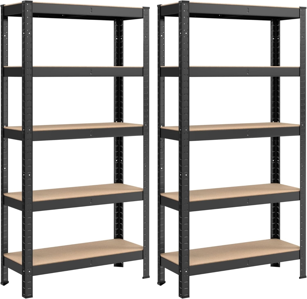 Standregal,2er Set, Schwerlastregal, Kellerregal, Bücherregal, Lagerregal, 5 Ablagen, Küchenregal, Regal,verstellbare Ablagen, Industriestil,150x70x30cm,Schwarz,GLR030B22 Bild 1