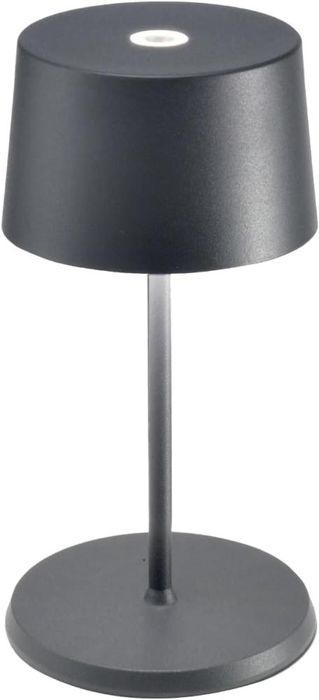 Zafferano, Olivia Mini Lampe, Tragbare und Wiederaufladbare Tischlampe mit Touch Control, Geeignet für Wohnzimmer und Außenbereich, Dimmer, 2200-3000 K, Höhe 22 cm, Farbe Dunkelgrau Bild 1