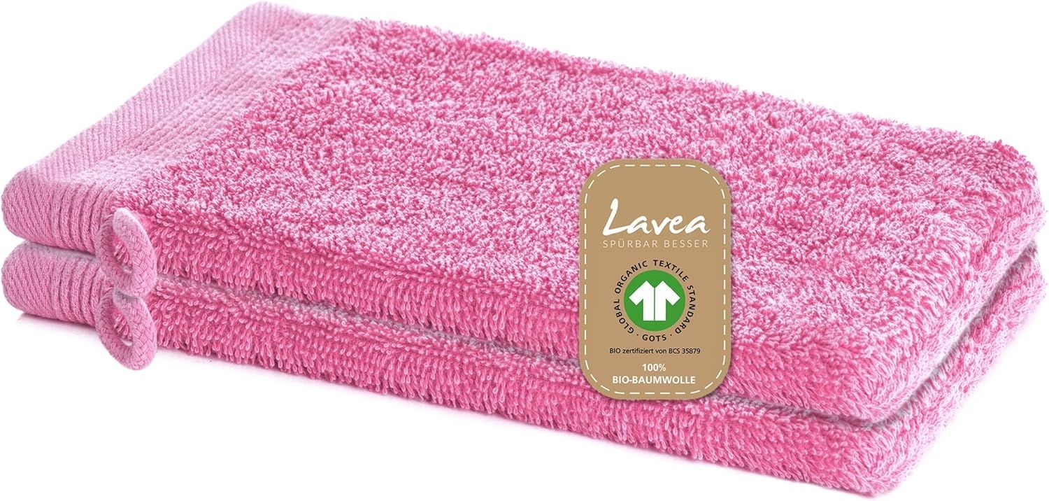 Lavea Waschhandschuh Bali, 16x22cm aus 100% Bio-Baumwolle, einzigartig weiche Waschhandschuhe mit Aufhänger (Set, 2-St), hochwertige und nachhaltige Premium Waschlappen - schonende Reinigung Bild 1