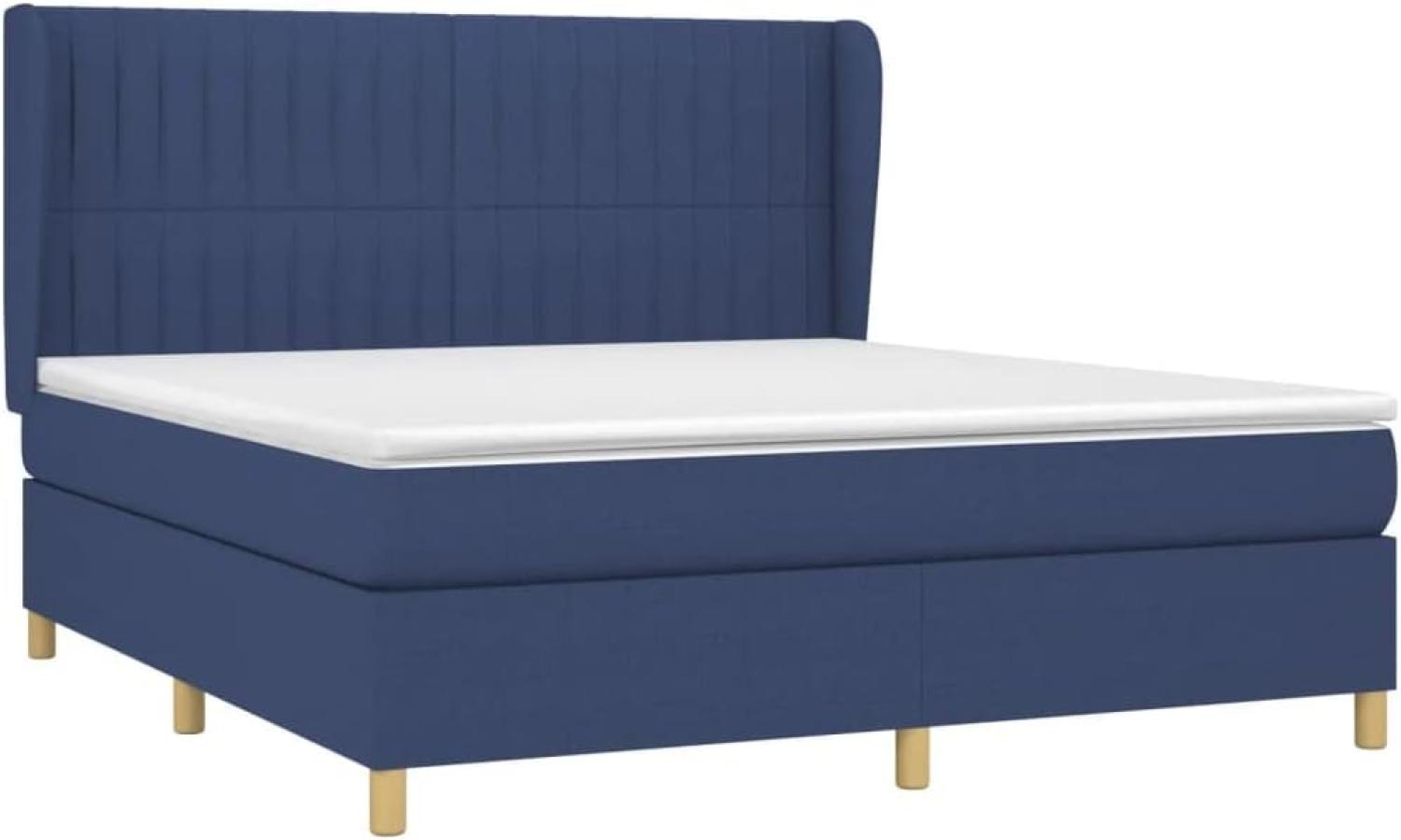 vidaXL Boxspringbett mit Matratze Blau 180x200 cm Stoff 3128707 Bild 1