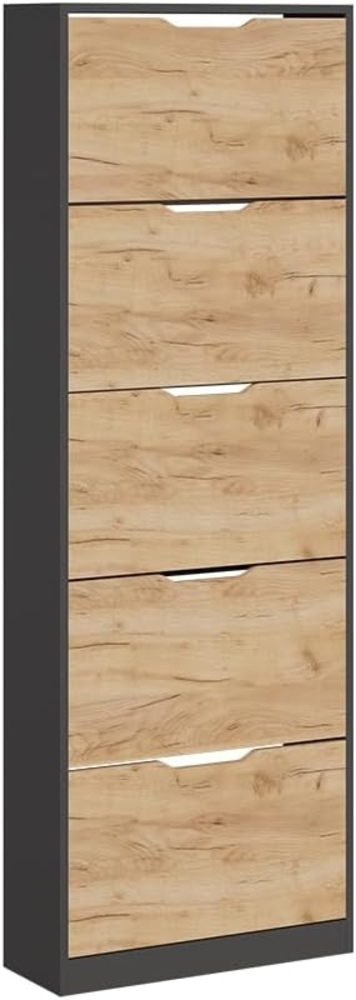 Vicco Schuhkipper Luca, Anthrazit/Goldkraft Eiche, 22 x 169 cm mit 5 Fächern Bild 1