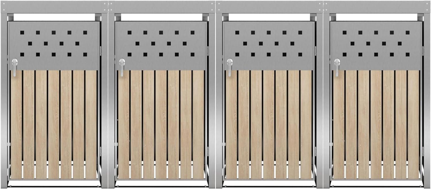 Mülltonnenbox Müllbox Mülltonnenverkleidung 4 Türen Box Pflanzdach Edelstahl Bild 1