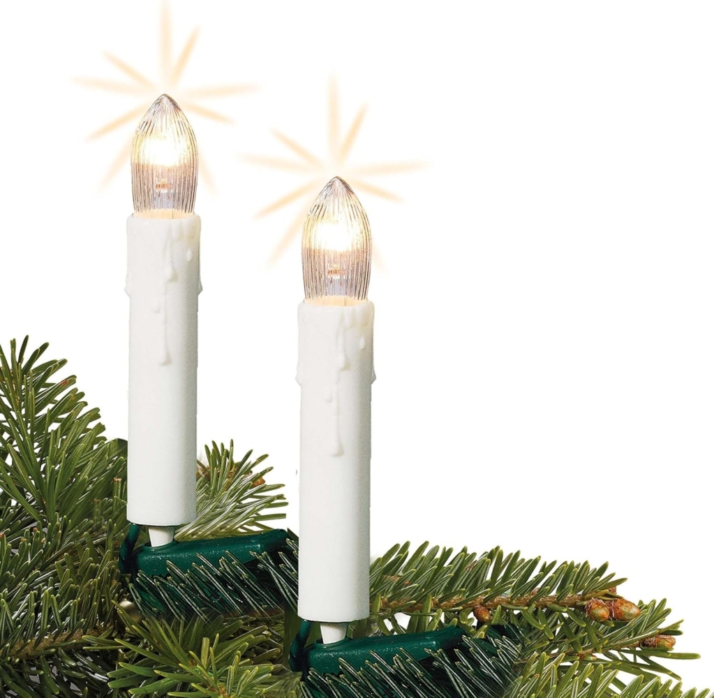 HELLUM Christbaum-Lichterkette 20 Riffel-Kerzen weiß Bild 1