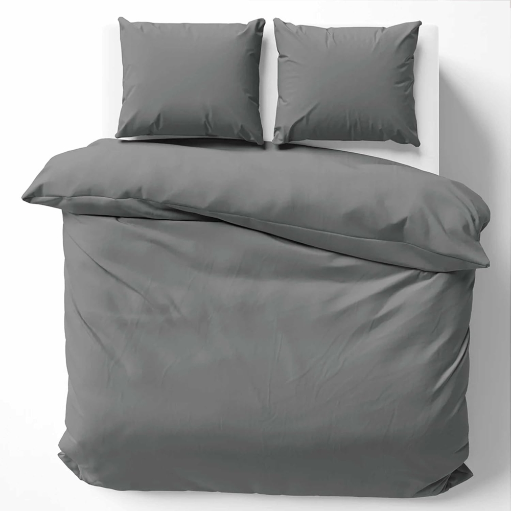 Cotton Castle Bettwäsche Bettgarnitur Bettbezug 100% Baumwolle 135x200 155x220 200x200 200x220, Farbe:Grau, Größe:200x200 cm Bild 1