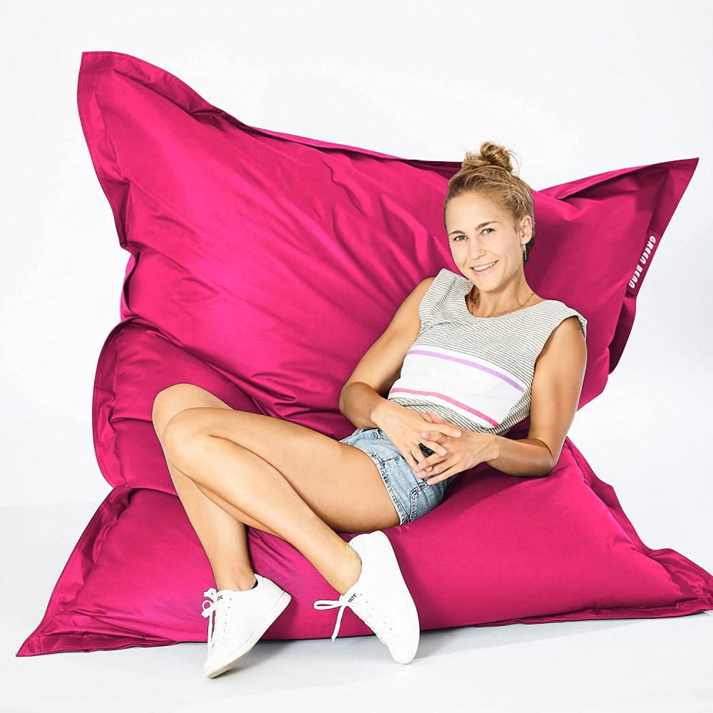 Green Bean© Sitzsack "Square" XXL 140x180cm 380 Liter Bean Bag EPS Perlen Füllung Riesensitzsack Waschbar Wetterfest Lounge Sitzkissen Pink Bild 1