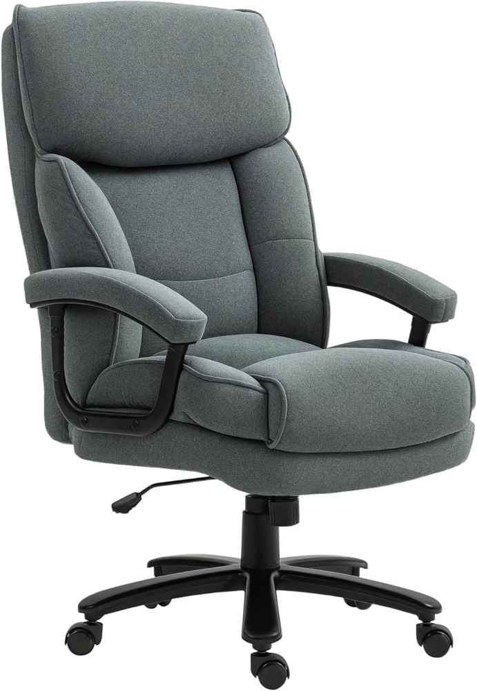 HOMCOM Bürostuhl Ergonomisch Schreibtischstuhl mit Wippfunktion, Leinenoptik (Computerstuhl, 1 St), bis 200 kg belastbat, für Home-Office, Grau Bild 1