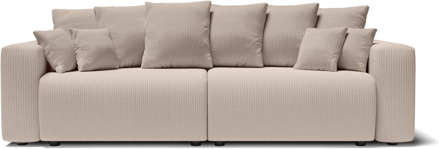 BAÏTA Lea Schlafsofa, 3-Sitzer, mit Stauraum, aus grauem Cordstoff Bild 1