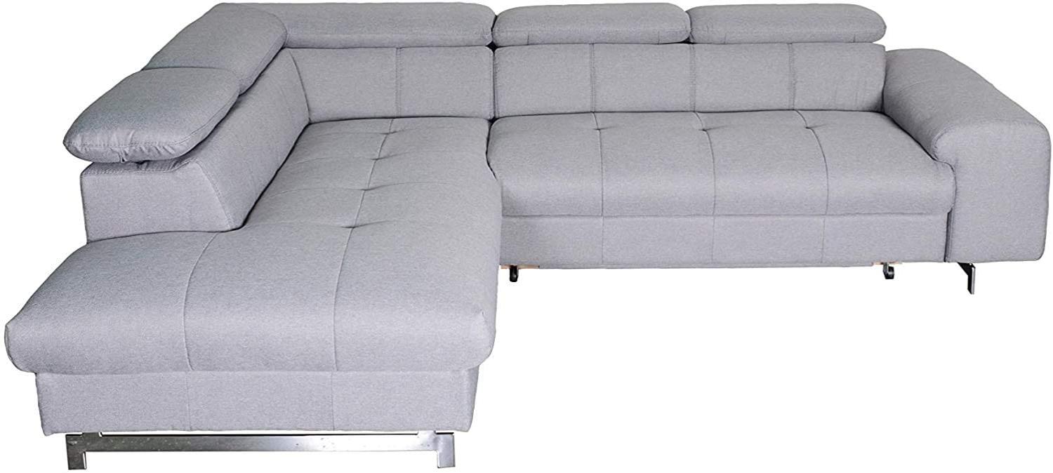 Mivano Ecksofa Chef / L-Sofa mit Ottomane und verstellbaren Kopfstützen / 262 x 72 x 206 / Mikrofaser Grau Bild 1