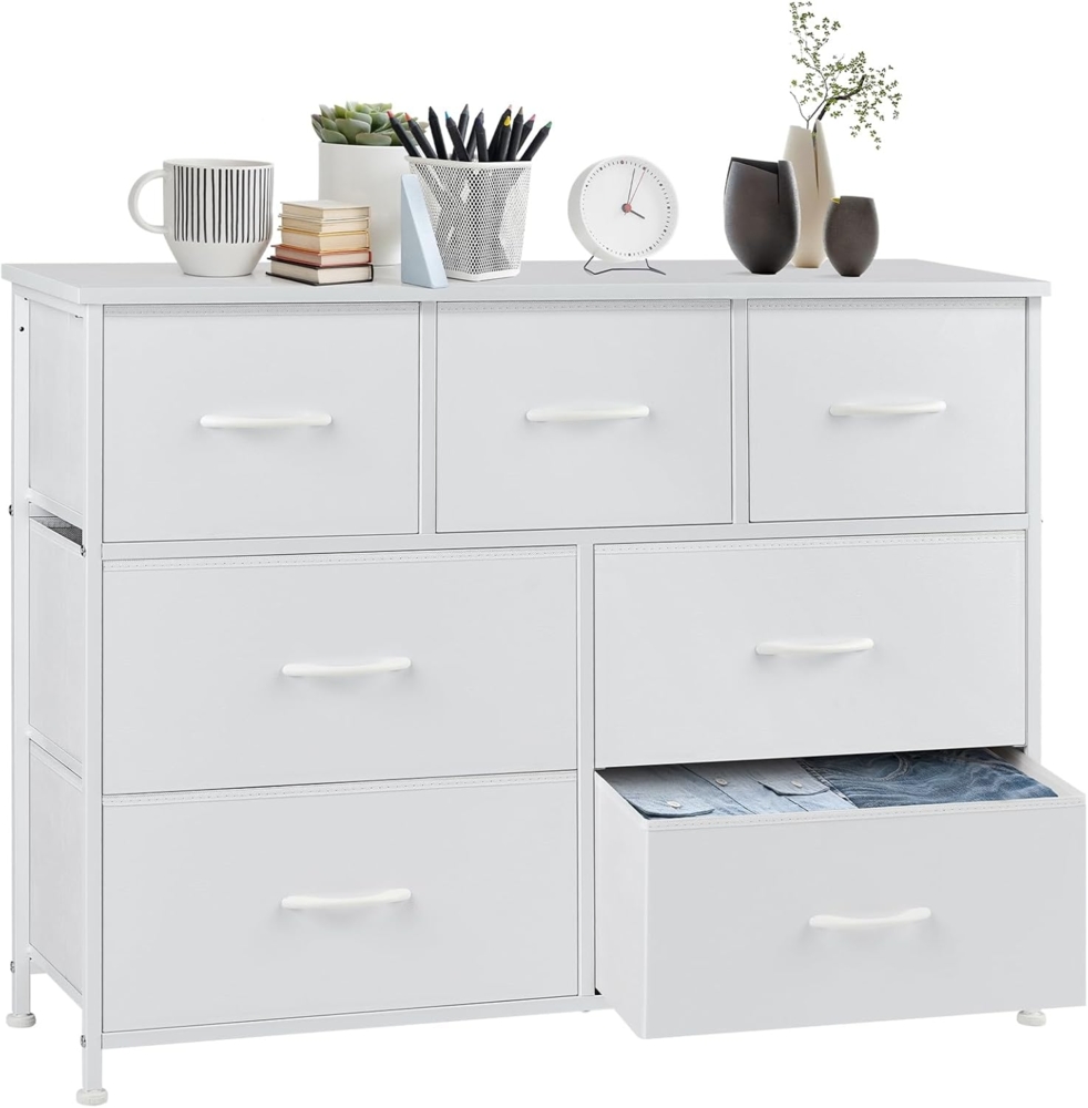 Sweetcrispy Kommode für Schlafzimmer, breite Schublade Kommode, 7 Stoffschubladen mit Griffen, Schrank, TV Stand für Schlafzimmer, Schrank, Wohnzimmer, Kinderzimmer Bild 1