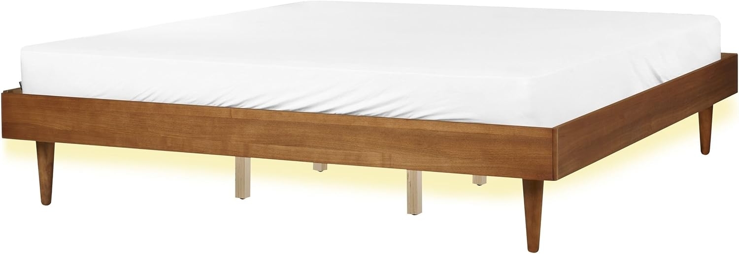 Bett mit LED TOUCY 180 x 200 cm LED Heller Holzfarbton Bild 1