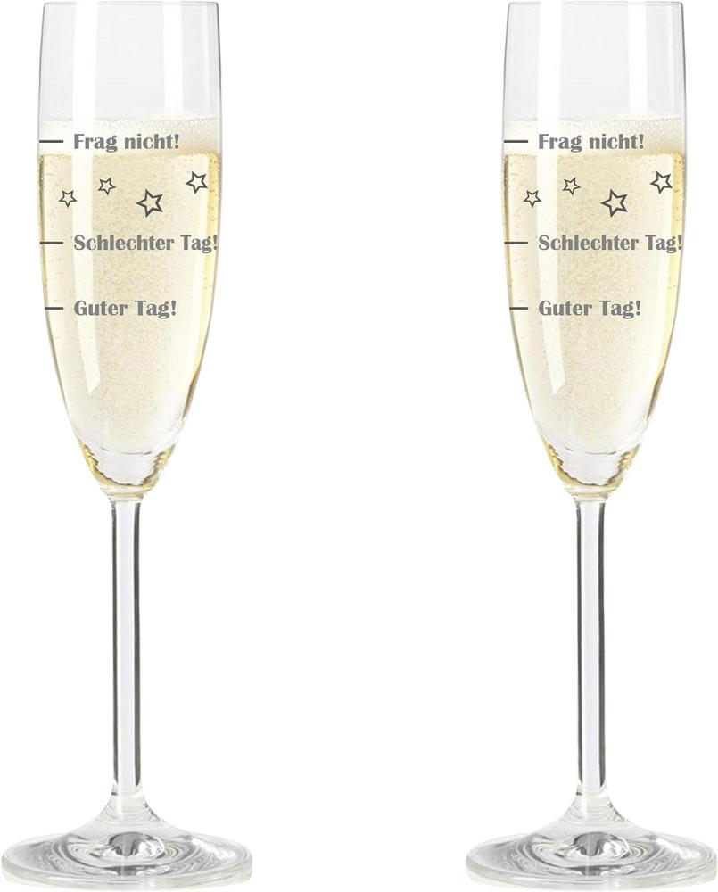 Leonardo Sektglas, 2er Set, Guter Tag!, Schlechter Tag!, Frag Nicht!, Stimmungsglas mit lustiger Gravur, Mood Sekt Glas, 210 ml Bild 1