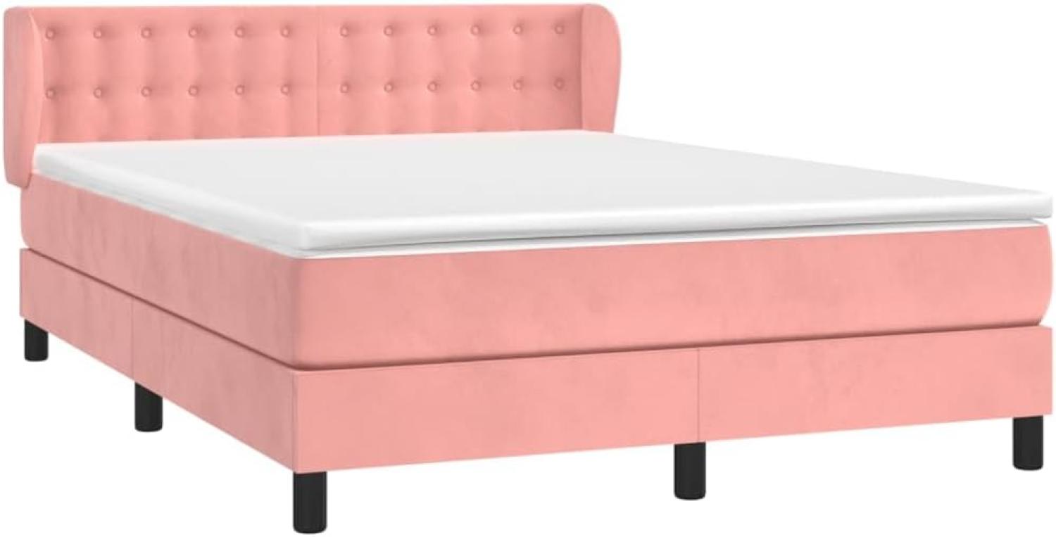 vidaXL Boxspringbett mit Matratze Rosa 140x190 cm Samt 3127732 Bild 1