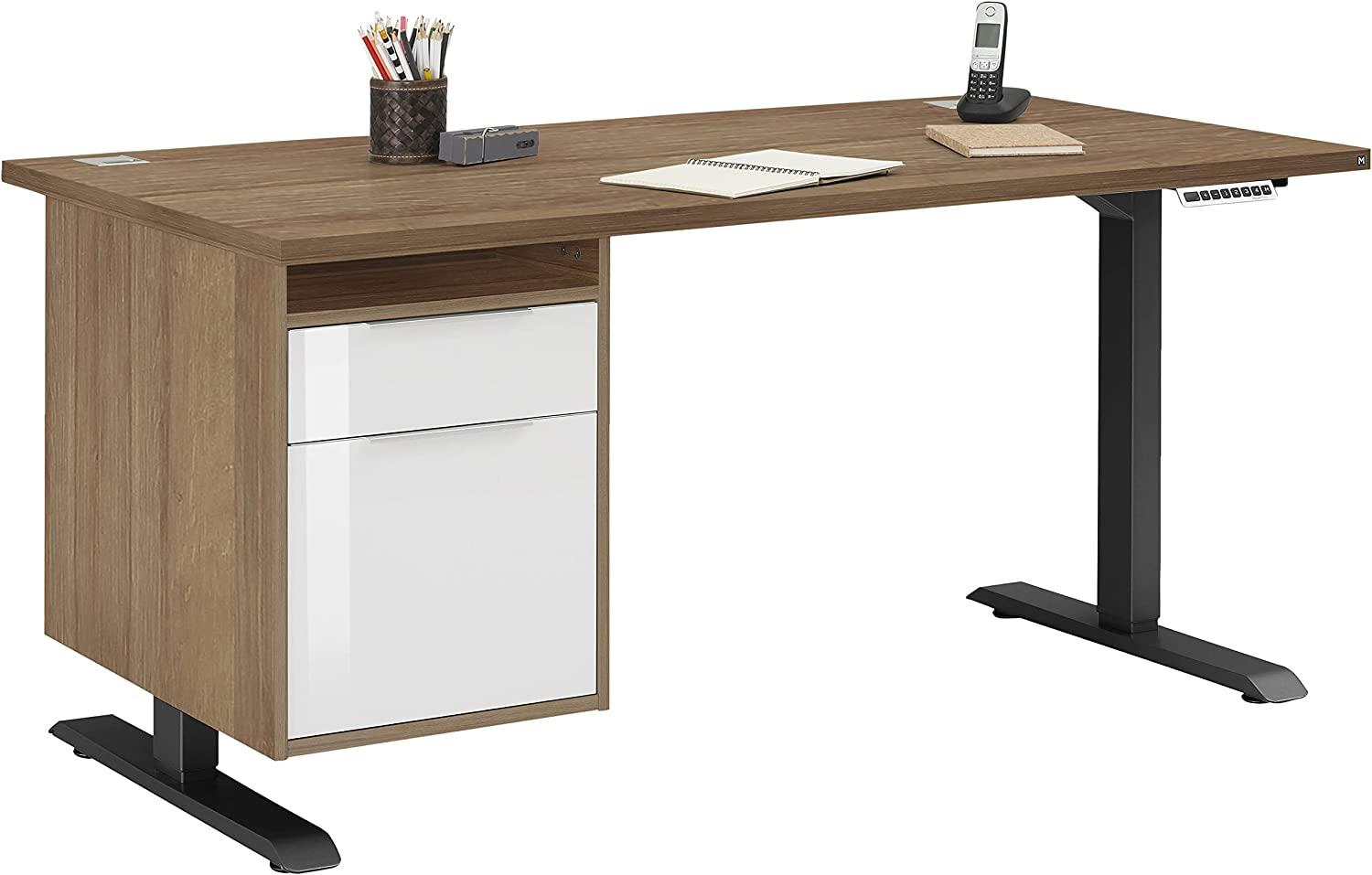 Schreibtisch >EDJUST< (BxHxT: 175 x 120 x 80 cm) Metall anthrazit - Riviera Eiche Bild 1