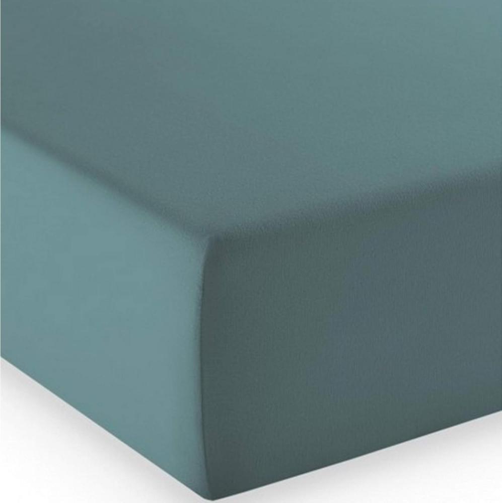 Fleuresse 'Comfort' Mako-Jersey-Spannlaken, Stoff aqua 6078, 180 x 200 cm Bild 1