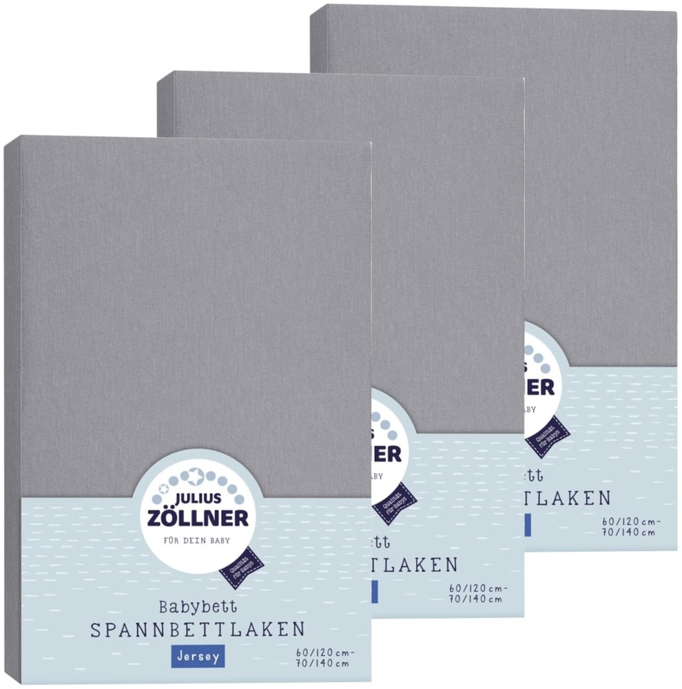 Julius Zöllner Spannbetttuch Jersey 70x140 / 60x120 Anthracite 3er Pack Bild 1