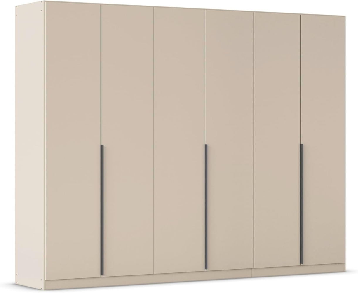 Rauch Möbel Alabama, Kleiderschrank, Garderobenschrank, 6-türig, Zubehör Classic, 3 Kleiderstangen, 6 Einlegeböden, Farbe Beige, Griff Grau metallic, 271 x 210 x 54 cm Bild 1