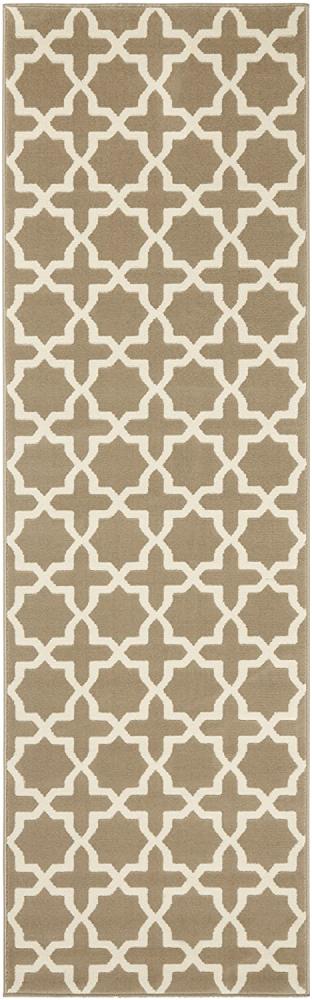 Kurzflor Teppich Läufer Glam Braun Creme 80x400 cm Bild 1