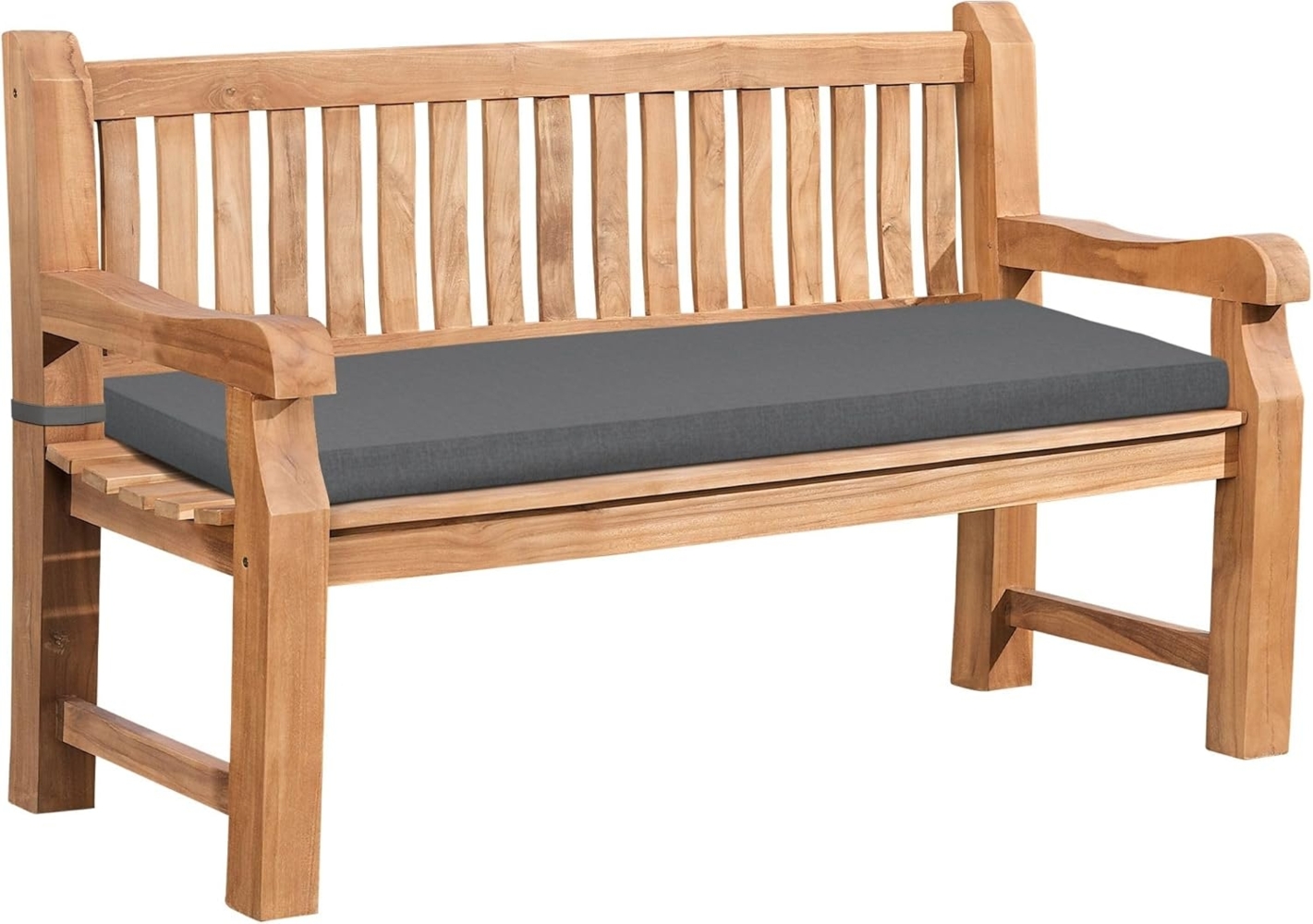 CLP Gartenbank Teakholz Jackson mit Sitzkissen,dunkelgrau 136x48x8 cm Bild 1