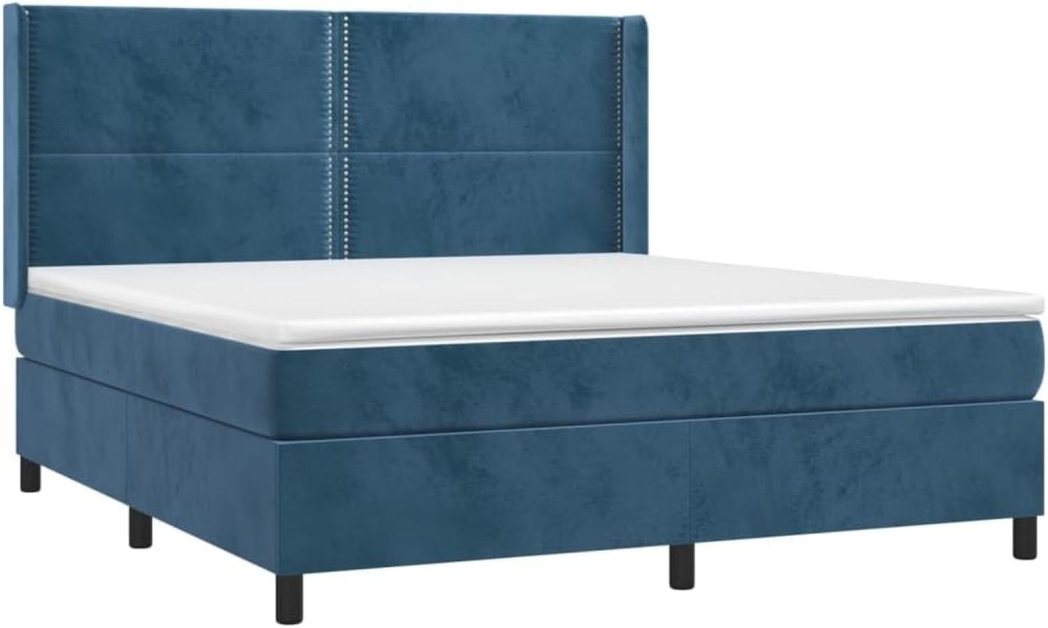 vidaXL Boxspringbett mit Matratze Dunkelblau 160x200 cm Samt 3132631 Bild 1