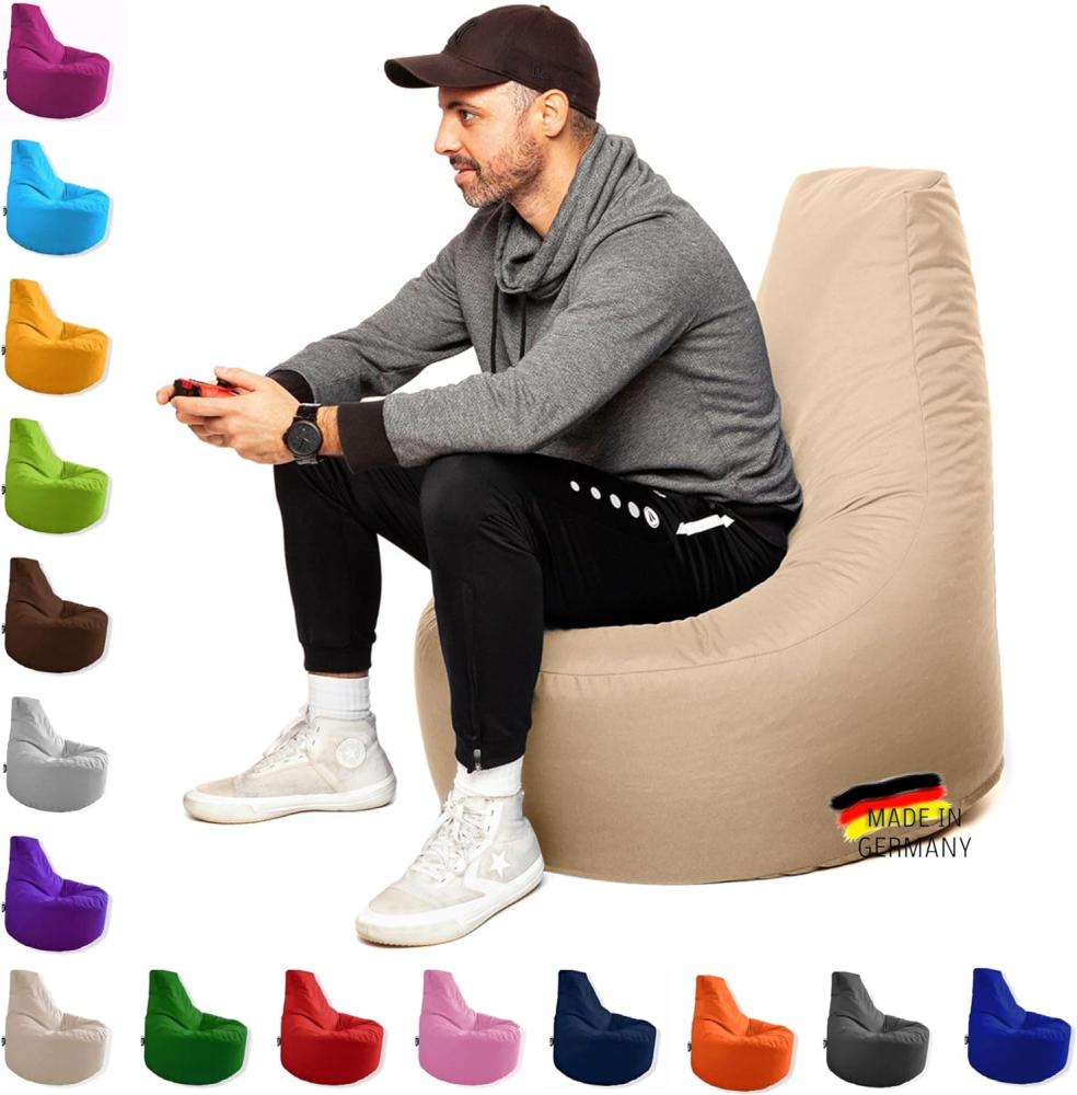 Patchhome Gamer Kissen Lounge Kissen Sitzsack Sessel Sitzkissen In & Outdoor geeignet fertig befüllt | Creme - Ø 75cm x Höhe 80cm - in 2 Größen und 25 Farben Bild 1