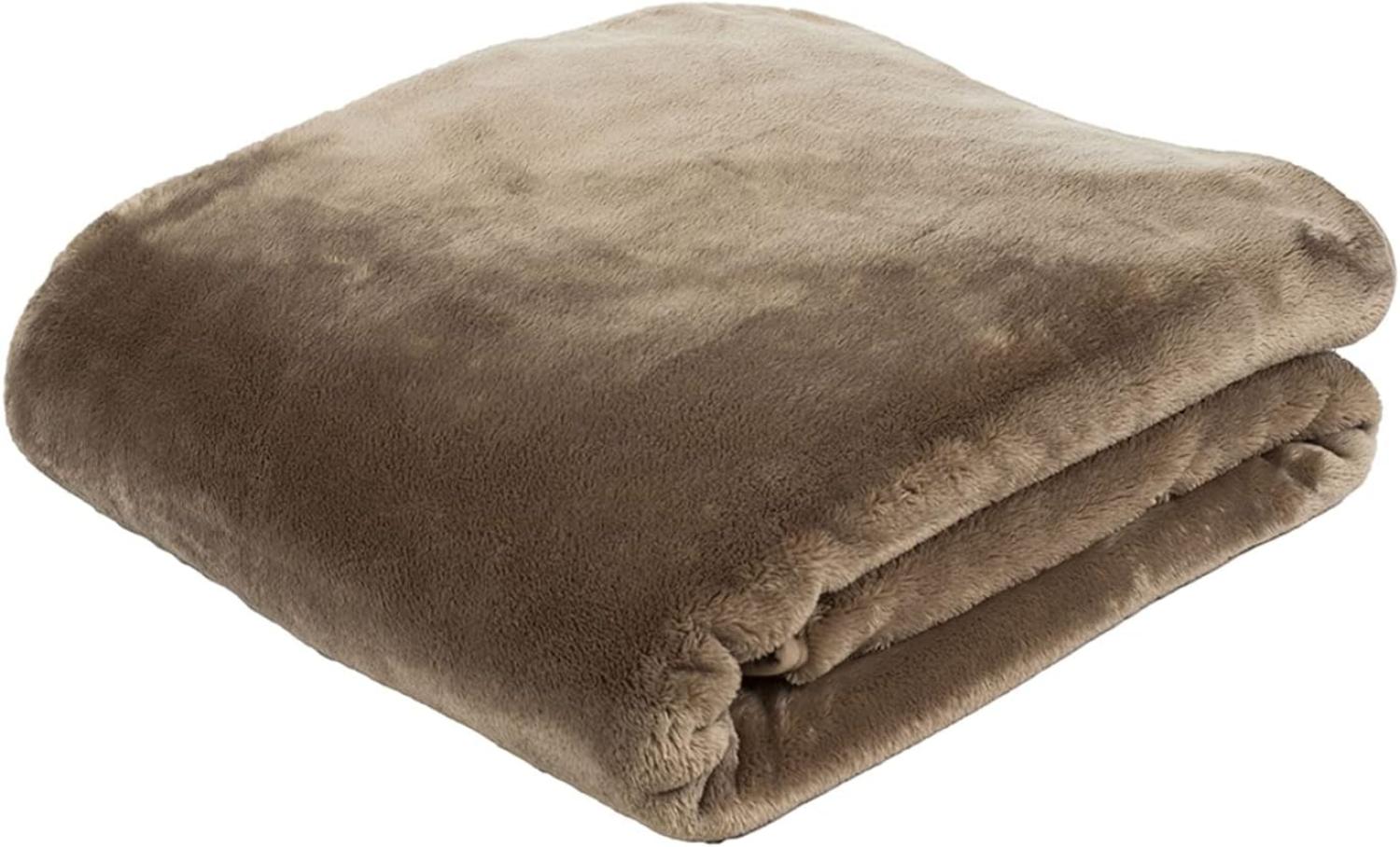 Premium Cashmere Kuscheldecke Tagesdecke Wohndecke 130 x 170 cm - Taupe Bild 1