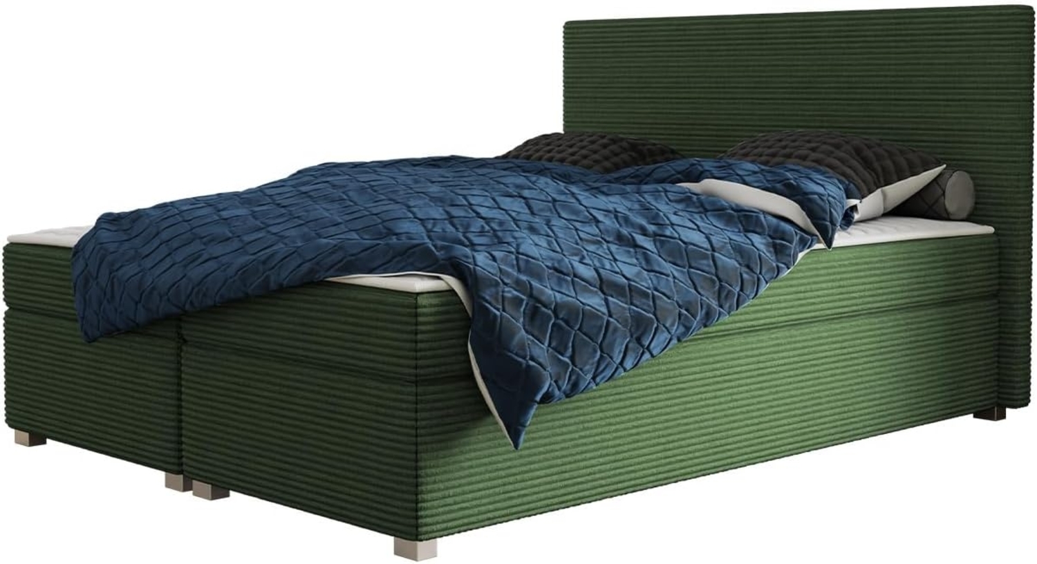 mirjan24 Boxspringbett Retyk Cord (Farbe: Poso Größe: x 200 cm), grün, 160x200 cm Bild 1