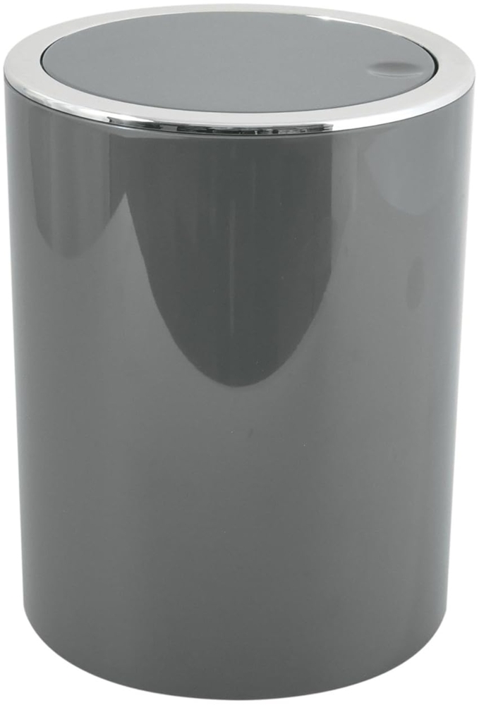 MSV Bad Serie "ASPEN" Design Kosmetikeimer Bad Treteimer Schwingdeckeleimer Abfallbehälter mit Schwingdeckel 6 Liter (ØxH): ca. 18,5x26 cm Grau Bild 1