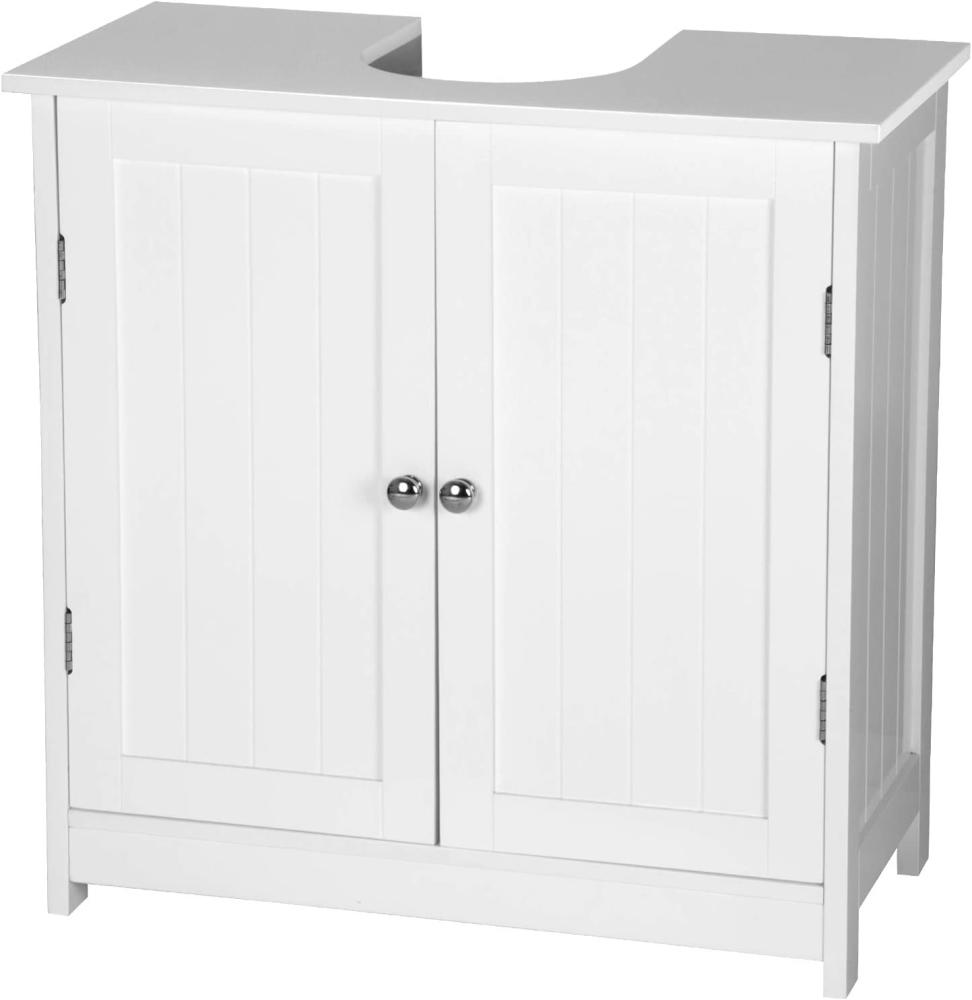 eSituro Waschbeckenunterschrank, Unterschrank, Waschtischunterschrank, Badezimmerschrank mit 2 Türen Badschrank aus MDF weiß 60 x 60 x 30 cm,Landhausstil Bild 1