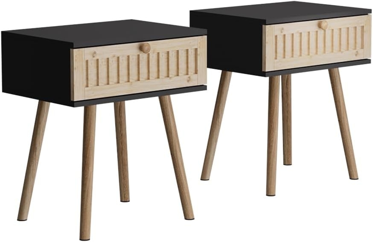 Nachttisch Holk Anthrazit/Kiefer 2-er Set Vicco Bild 1