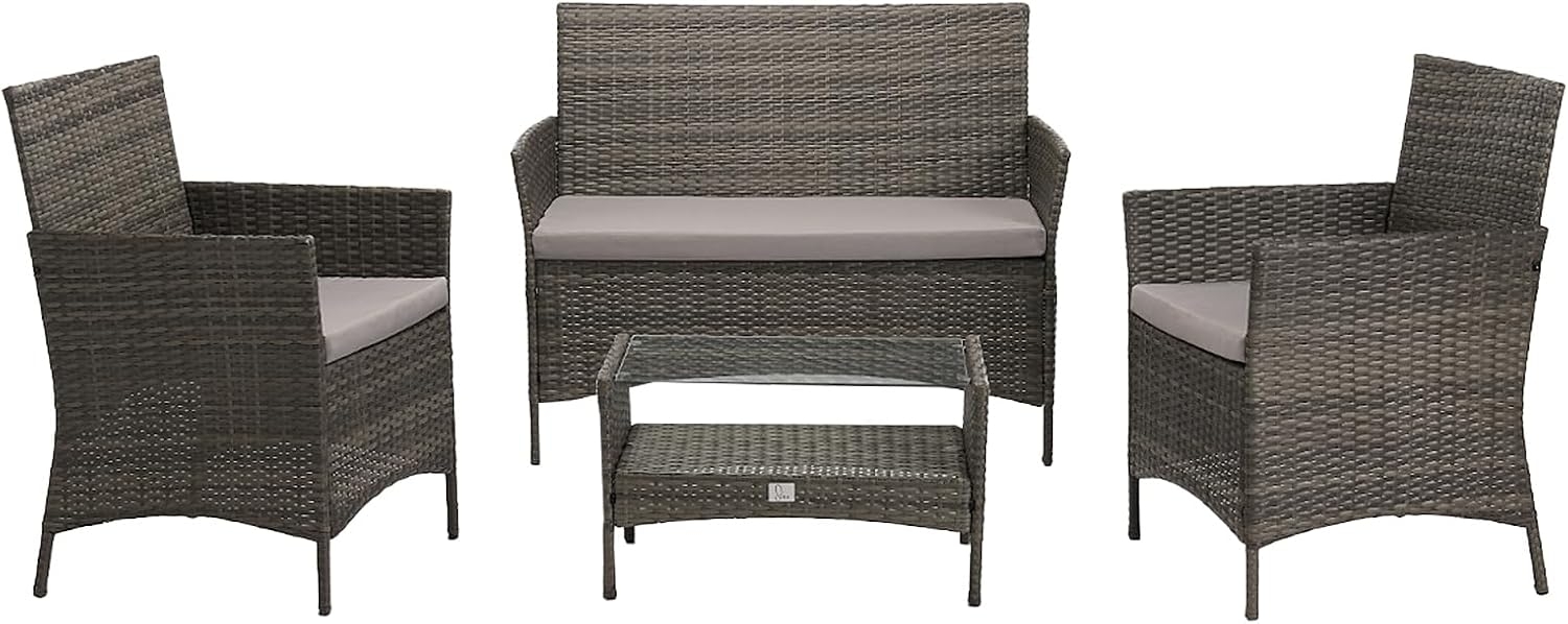 SVITA BROOKLYN Polyrattan Sitzgruppe Lounge Garnitur Gartenmöbel Set grau Bild 1
