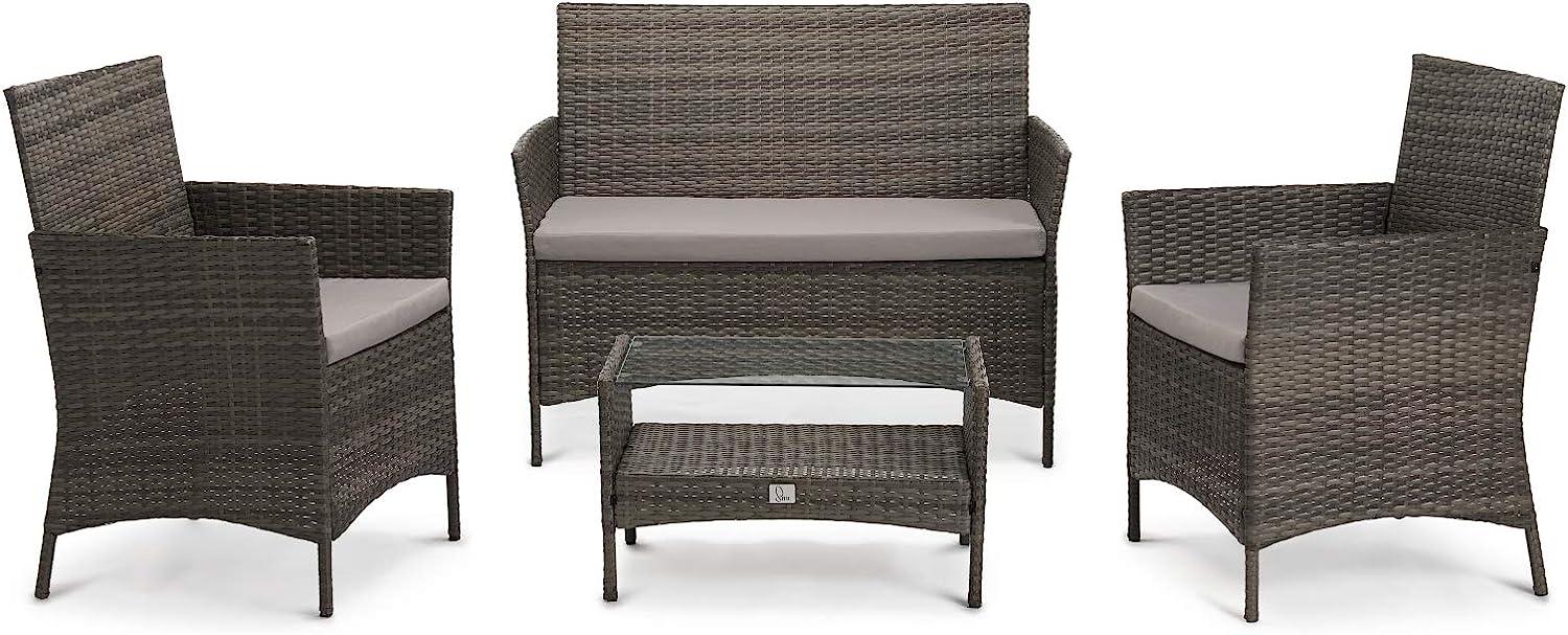 SVITA BROOKLYN Polyrattan Sitzgruppe Lounge Garnitur Gartenmöbel Set grau Bild 1