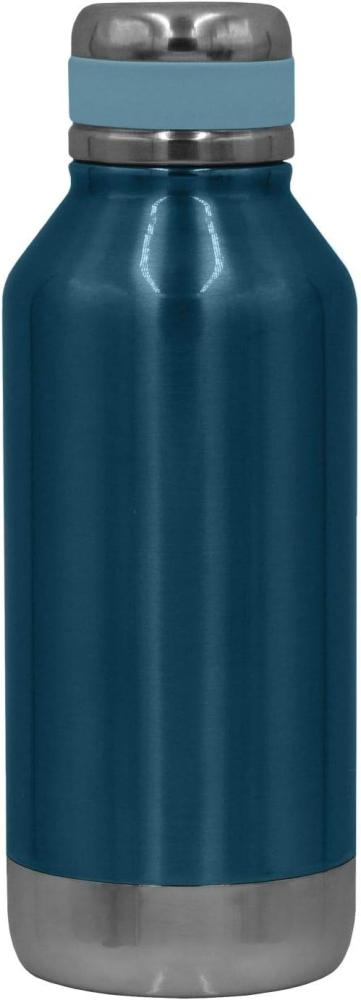 Steuber Edelstahl Thermoflasche 500 ml blau mit Silikon-Manschette, doppelwandig für lange heiße & kalte Getränke Bild 1